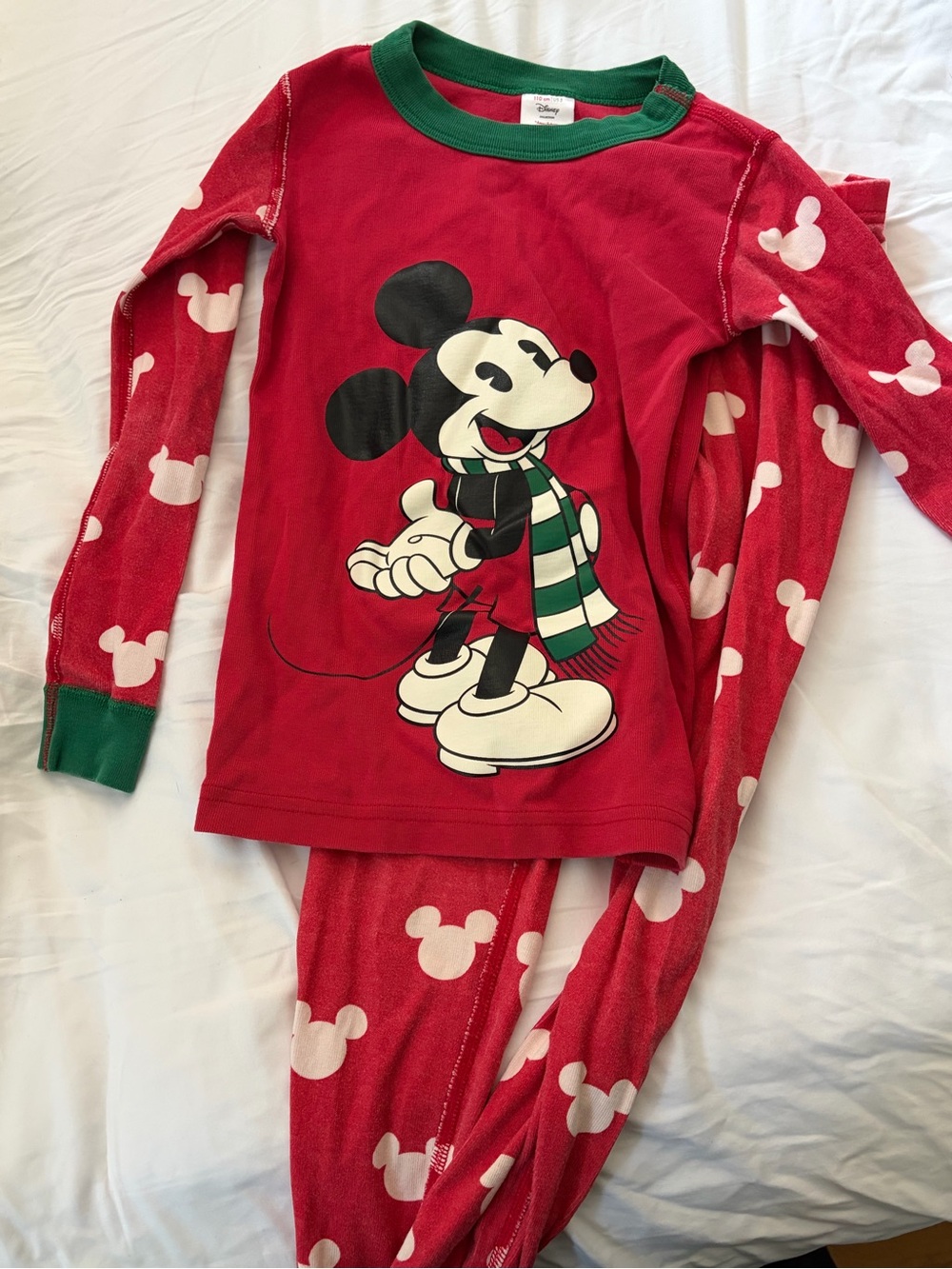 Hanna Andersson Red Mickey Mouse Pajama Set with Green Trim